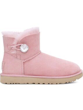 UGG Mini Bailey Button Bling Boots, US 6, New No Box, Swarovski Crystal Button
